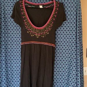 Nanette Lepore cotton, embroidered black dress.